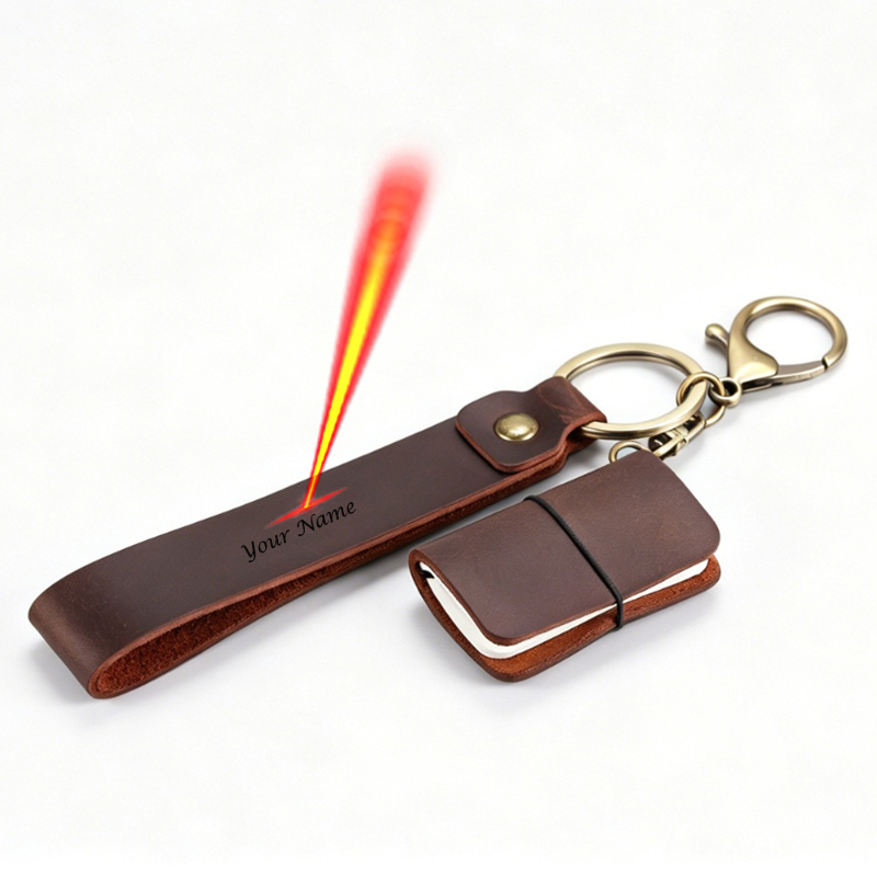 Vintage Leather Journal Notebook - カスタムネームミニトラベルノートキーホルダー クレイジーホースレザー ジャーナルペンダント バッグチャーム