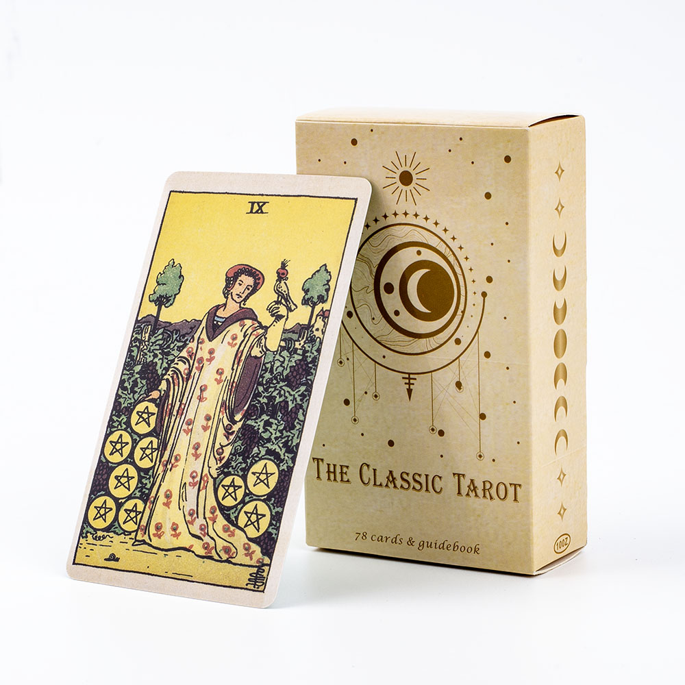 Tarot Deck With Guidebook - 初心者のための古典的なタロットボードゲーム,ガイドブックと美しいイラストが付いたオラクルカード,10.4x6.1cm, 78個