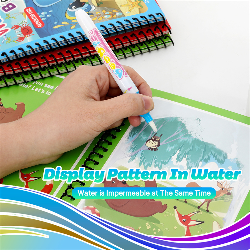 モンテッソーリおもちゃ 再利用可能なぬり絵 魔法の水描画ブッ - Reusable Water Magic Coloring Book のレビューと価格