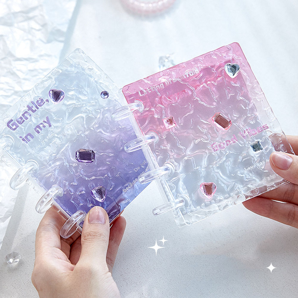 グラデーションアクリルフォトカードバインダー 水波模様 取り - Kpop Photo Card Binder 3 Inch のレビューと価格