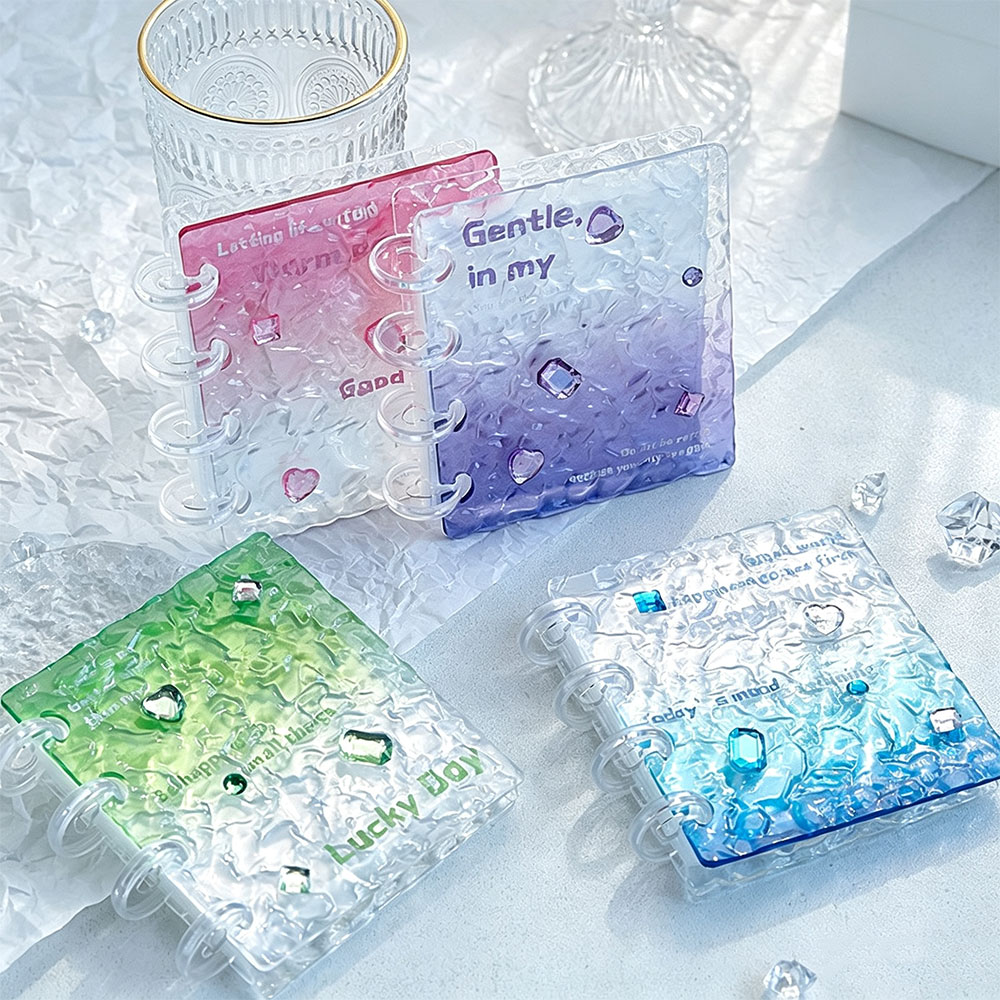 グラデーションアクリルフォトカードバインダー 水波模様 取り - Kpop Photo Card Binder 3 Inch のレビューと価格