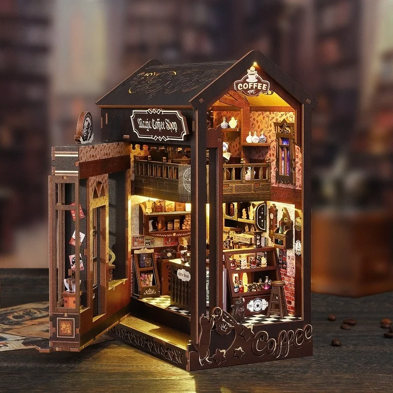 DIYブックヌックシェルフインサートキット マジックコーヒー - Diy Wooden Book Nook Kit Shelf Insert のレビューと価格