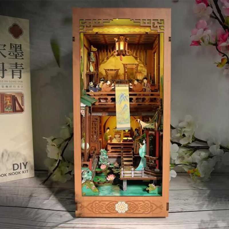 DIY木製ブックヌック棚インサートキット、宋王朝ブックエンド - Diy Wooden Book Nook Kit Shelf Insert のレビューと価格