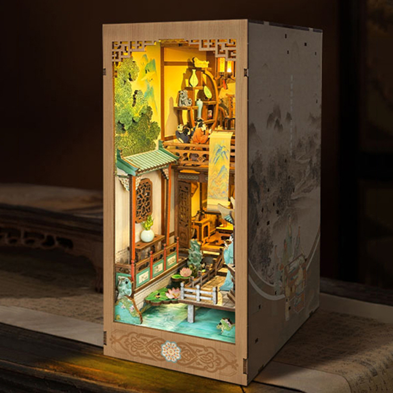 DIY木製ブックヌック棚インサートキット、宋王朝ブックエンド - Diy Wooden Book Nook Kit Shelf Insert のレビューと価格