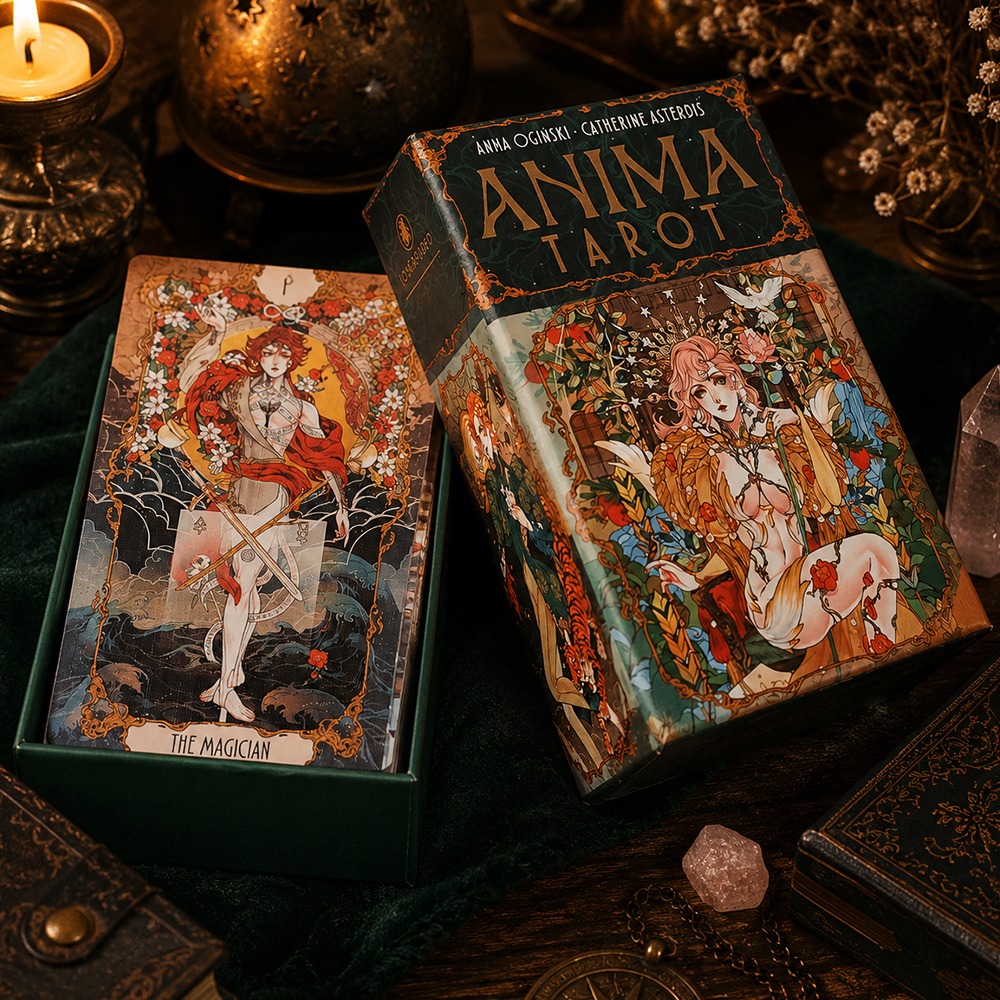 豪華なアニメ風イラストが施されたダブルエンボス加工のアールヌ - Tarot Deck With Guidebook のレビューと価格